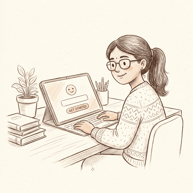 Student creating account on tablet